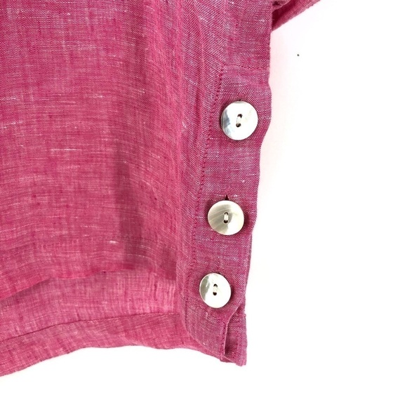 Tahari 100% Linen Machine Washable Tunic Top Shirt Pink Size Small - Picture 2 of 8